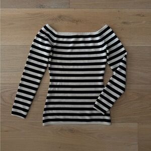 Vintage Striped Off-Shoulder Top